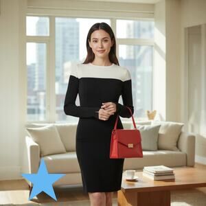 Derek Lam 10C X Athleta Womens Colorblock Sweater Dress S Black Cream